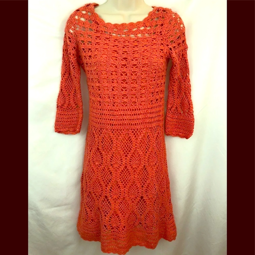Maggy London Womens Coral Eyelet Dress Sz M